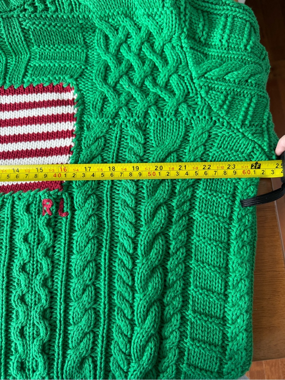 Polo Ralph Lauren Green Cable Knit Flag Sweater - Picture 10 of 10